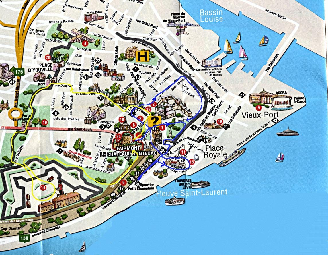 지도 old Quebec 관광 명소
