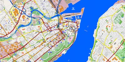 지도 퀘벡 도시와 주변 지역
